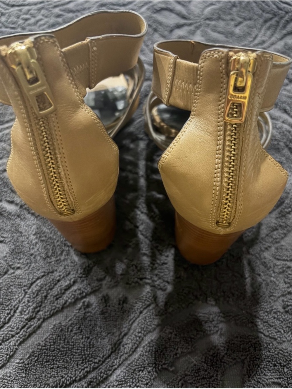 Coach Leandra Tan Leather Gladiator Sandals Block Heel Resort Boho Size 8.5 - Picture 6 of 6